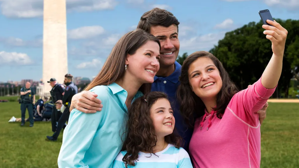 D.C. tourist Stan Jacobs’ photo spoiled by atrocities, per satirical Washington, D.C. tourism news.