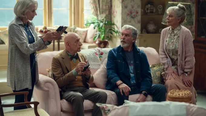 Pierce Brosnan, Helen Mirren in Thursday Murder Club on Netflix, per August 2025 film news.